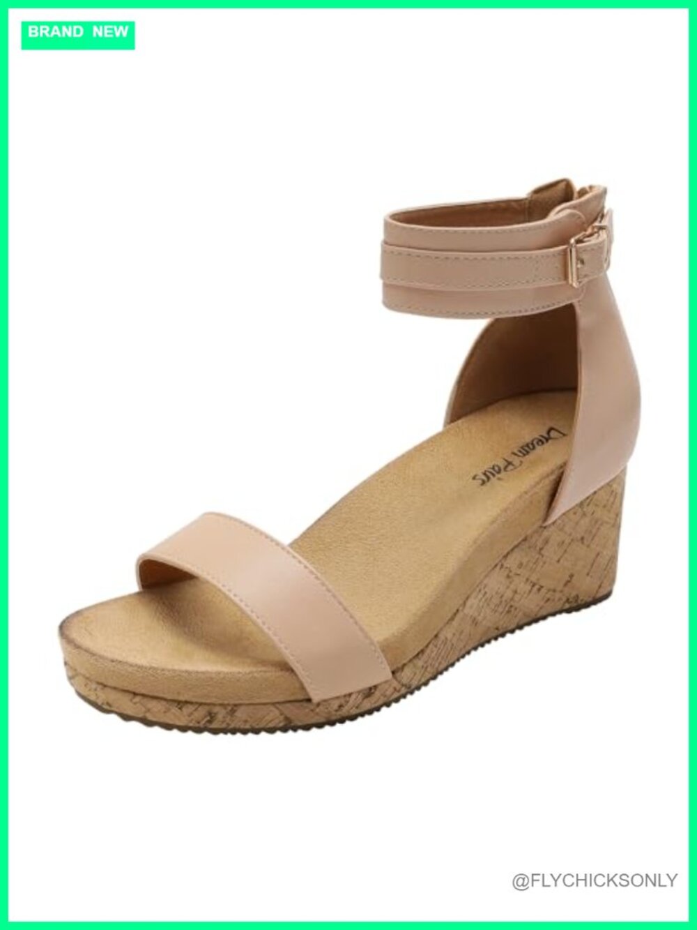 Women's Open Toe Ankle Strap Platform Wedge Sandals Faux Leather Summer
